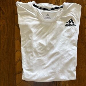 adidas White Short Sleeve Training Tee with Black Logo